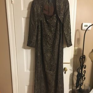 Carmen Marc Volvo size 14 brown beaded gown